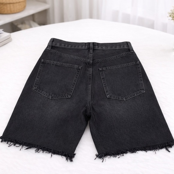 AGOLDE 90’s Short Black High Rise Button Fly Cut Off Denim Shorts Size 26 - Picture 2 of 6